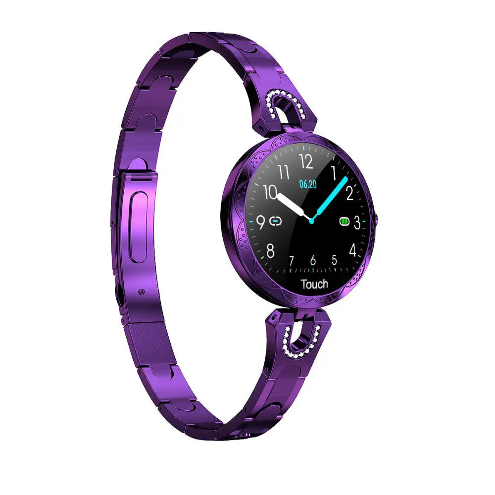 Purple jeweled smartwatch.