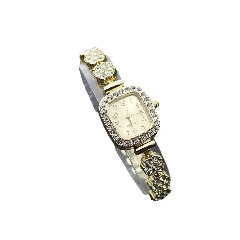 JewelSquare Luxe Watch with Diamond-Encrusted Stainless Steel Case