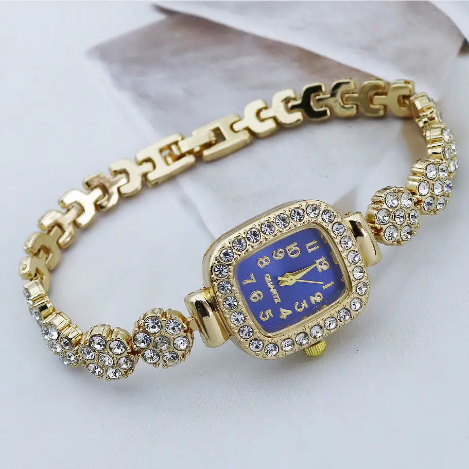 JewelSquare Luxe Watch with Diamond-Encrusted Stainless Steel Case