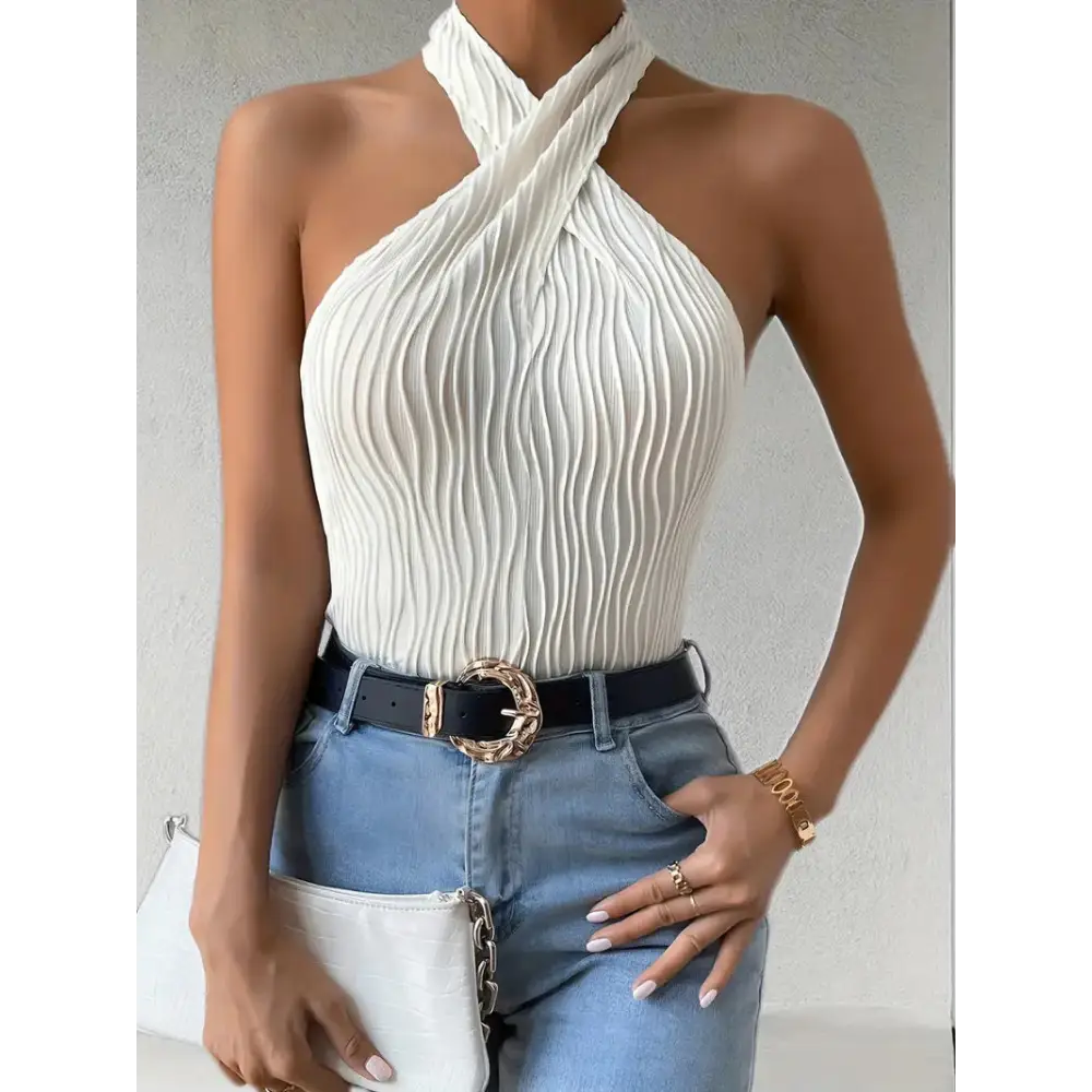 Knit Halter Top for Her - White / XS