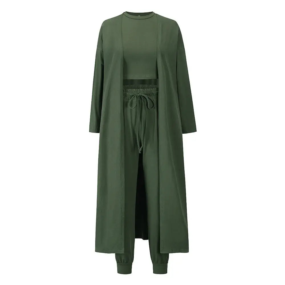 KnitFlex Women’s Slim-fit Vest & Trousers Set - Green / S