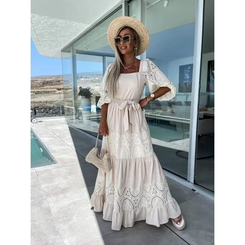 Lace Charm: Waist-Controlled Casual Dress for Women