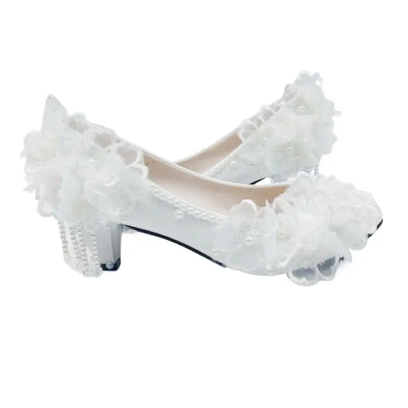 Lace Petal Bridal Heels for Her