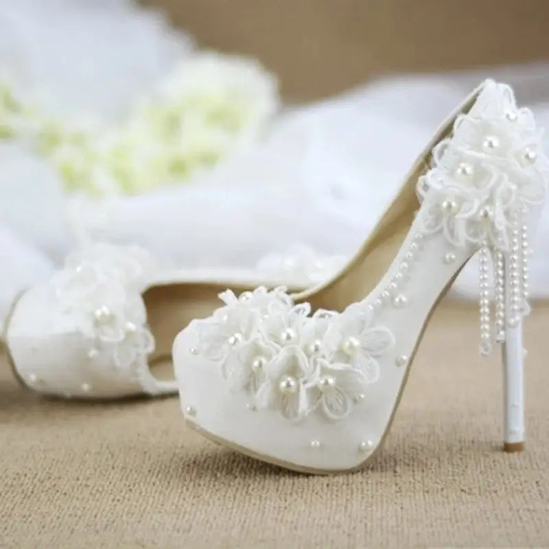 Lace Petal Bridal Heels for Her