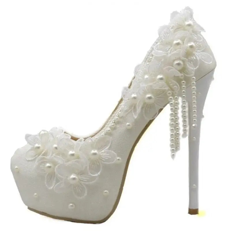 Lace Petal Bridal Heels for Her