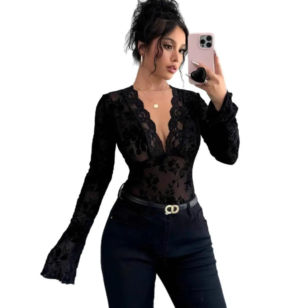 LaceFlare V-neck Tee