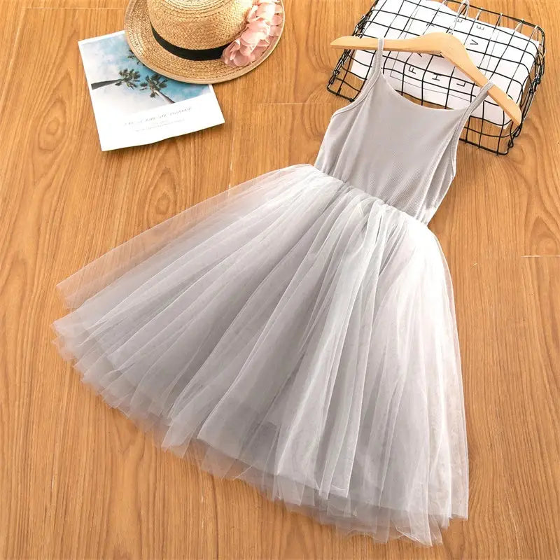 LaceWhirl: Kids’ Dreamy Gown for 3-8 Years - B100cm / Grey