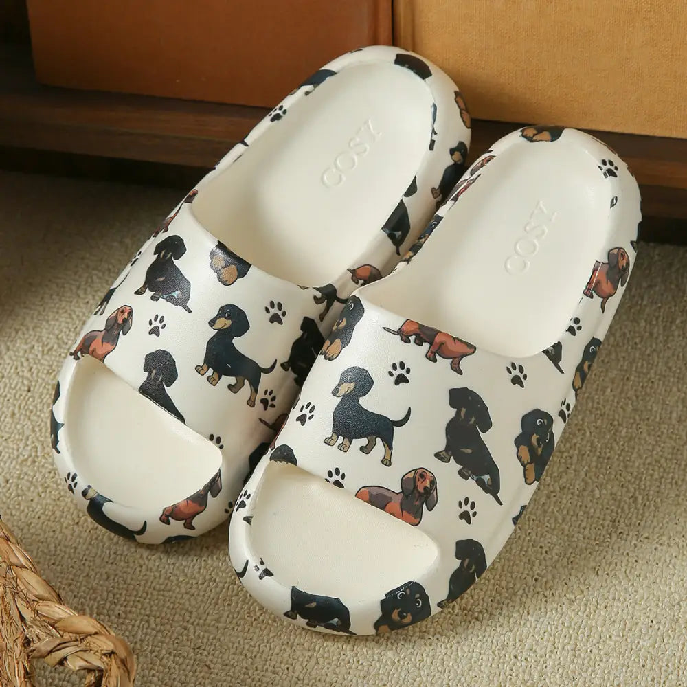 Ladies Cartoon EVA Flip Flops in White and Pink - 36to37 / White