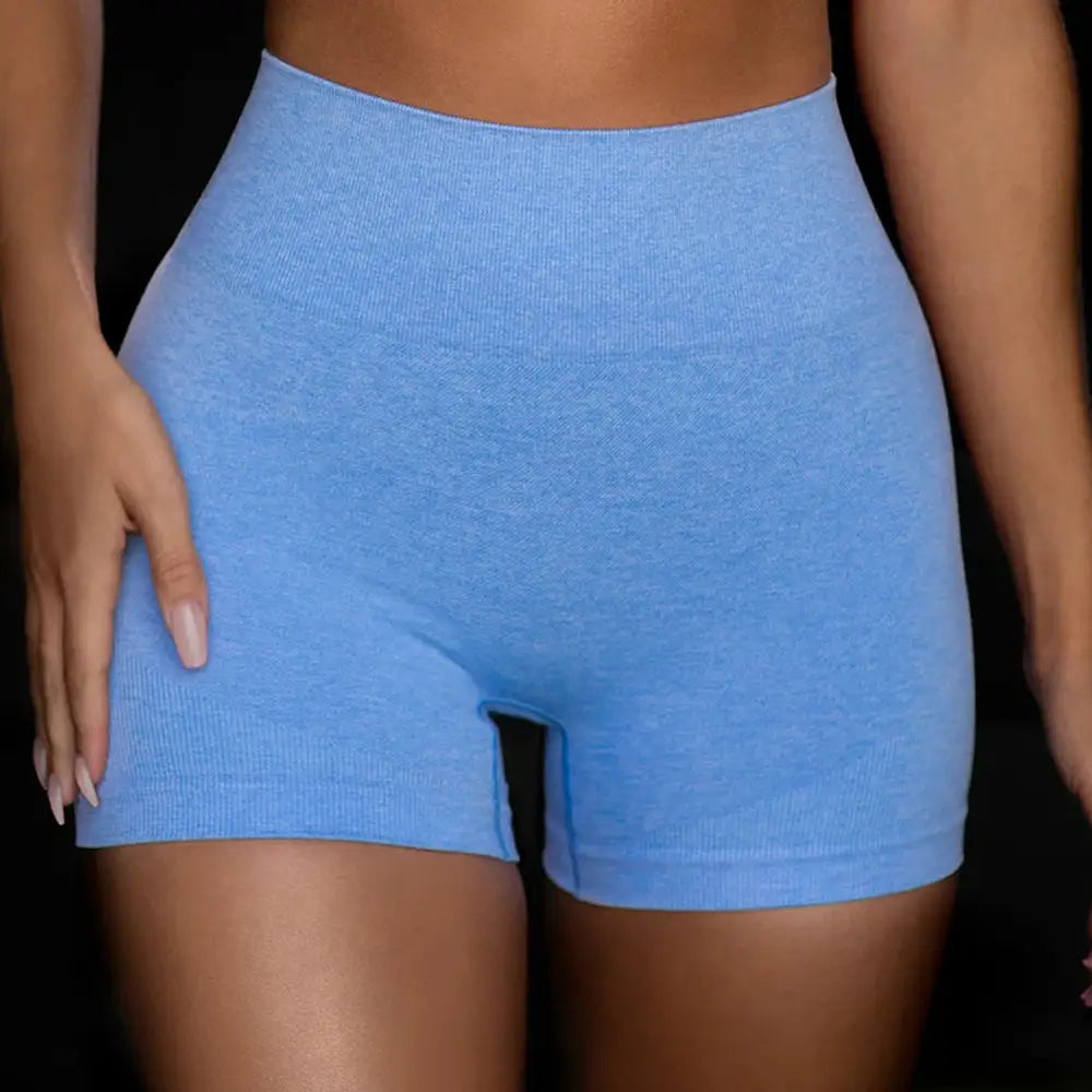 Ladies underwear seamless yoga fitness sports suit - Blue shorts / M