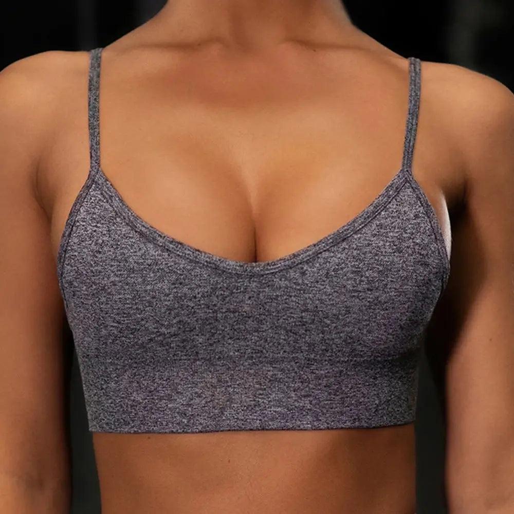 Ladies underwear seamless yoga fitness sports suit - Grey vest / M