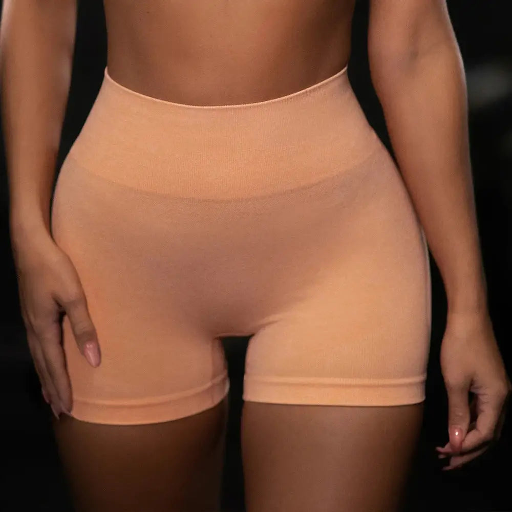Ladies underwear seamless yoga fitness sports suit - Orange shorts / S