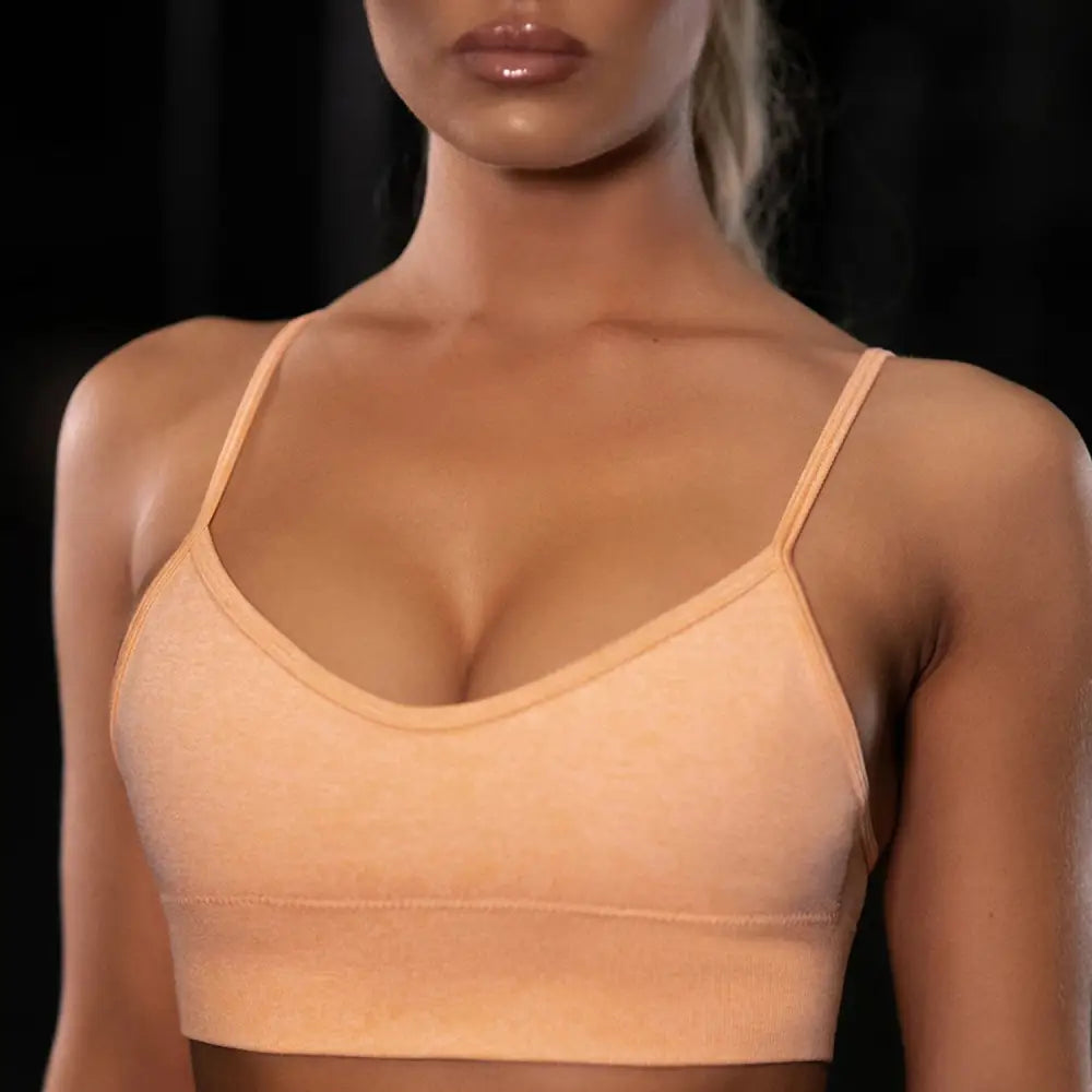 Ladies underwear seamless yoga fitness sports suit - Orange vest / L