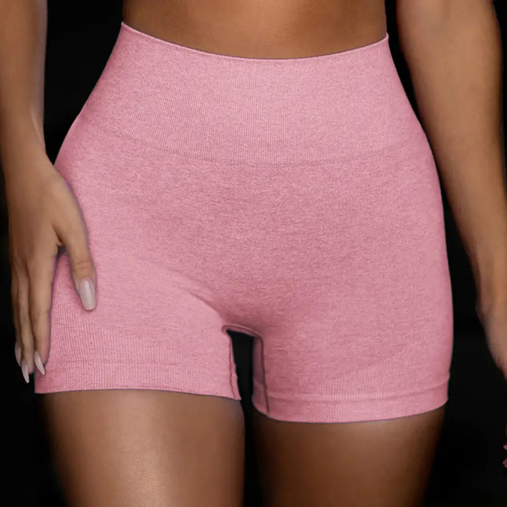 Ladies underwear seamless yoga fitness sports suit - Pink shorts / M