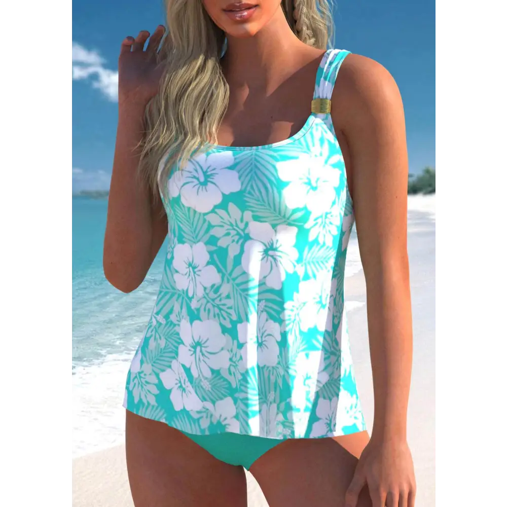 Large Split Bikini Two-piece Sling - Light Blue / S