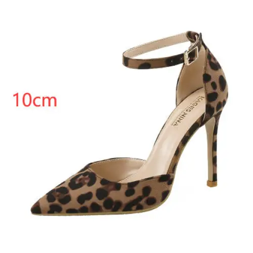 Leopard Luxe: Hollow Stiletto Heels - Pointed Toe - 10cm / 34