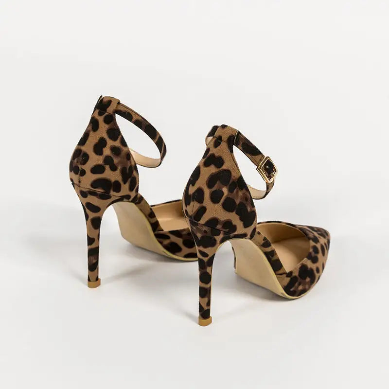 Leopard Luxe: Hollow Stiletto Heels - Pointed Toe