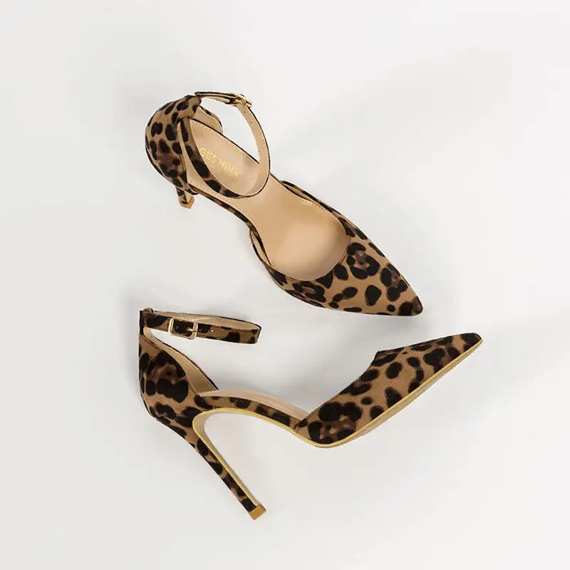 Leopard Luxe: Hollow Stiletto Heels - Pointed Toe