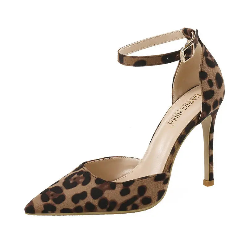 Leopard Luxe: Hollow Stiletto Heels - Pointed Toe