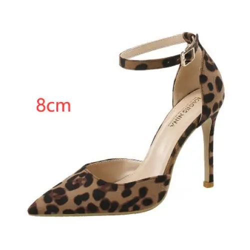 Leopard Luxe: Hollow Stiletto Heels - Pointed Toe - 8cm / 34