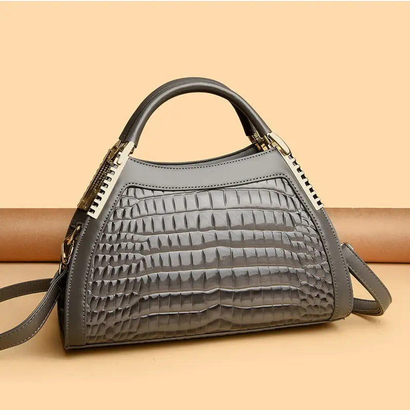 Leopard Print Crocodile Pattern PU Shoulder Bag for Women
