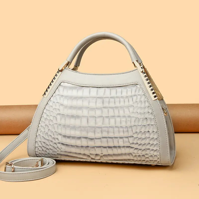 Leopard Print Crocodile Pattern PU Shoulder Bag for Women