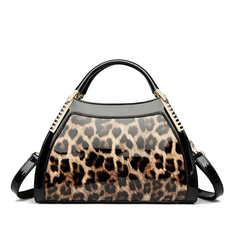 Leopard Print Crocodile Pattern PU Shoulder Bag for Women - Leopard Print