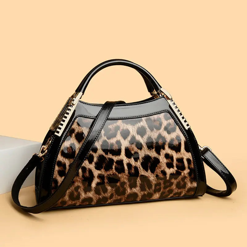 Leopard Print Crocodile Pattern PU Shoulder Bag for Women