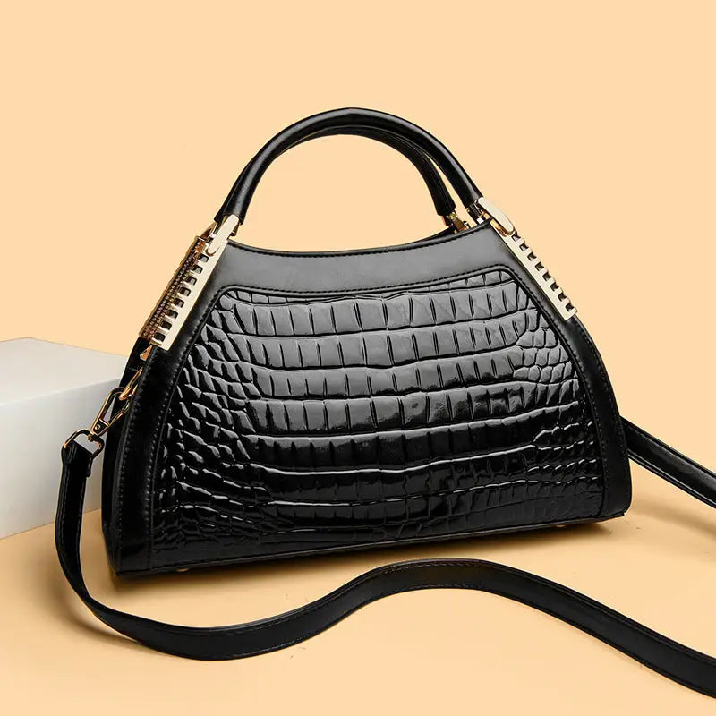 Leopard Print Crocodile Pattern PU Shoulder Bag for Women