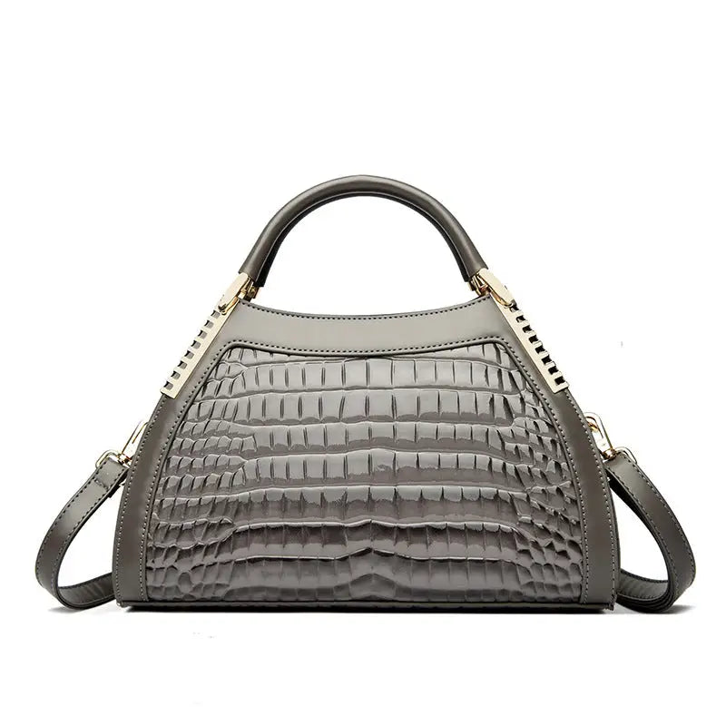 Leopard Print Crocodile Pattern PU Shoulder Bag for Women - Dark Gray
