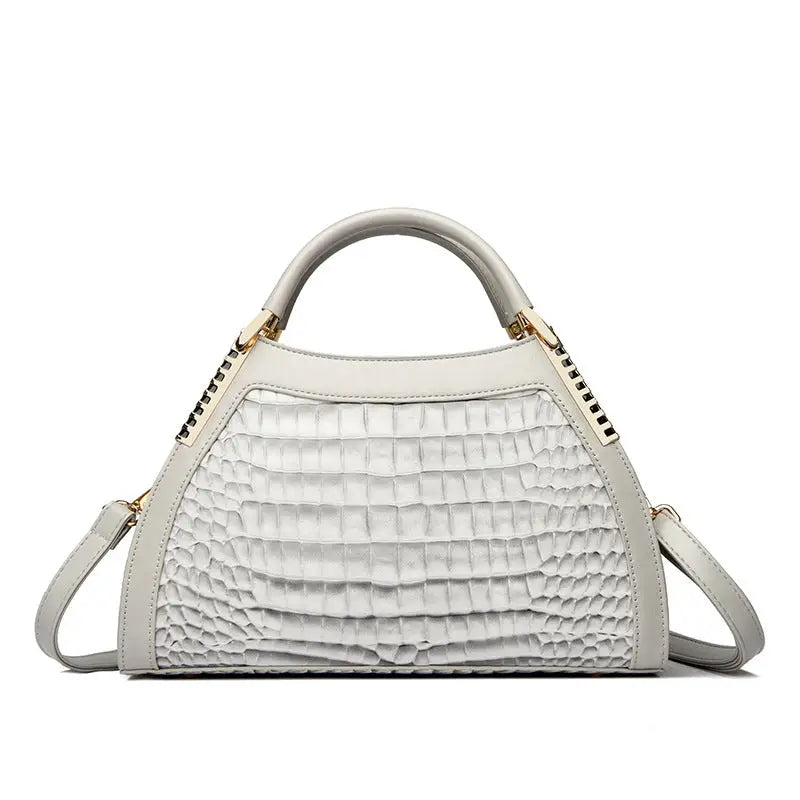 Leopard Print Crocodile Pattern PU Shoulder Bag for Women - Light Gray