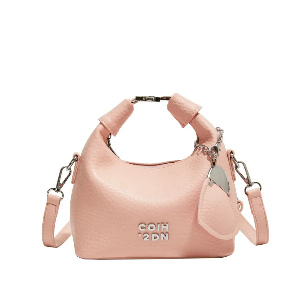 Litchi Luxe: Chic Commuter Messenger Bag - Pink Love Pendant