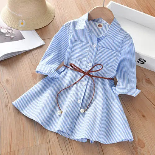 Little Rancher: Western Baby Dress Shirt - Light blue stripes / 90cm