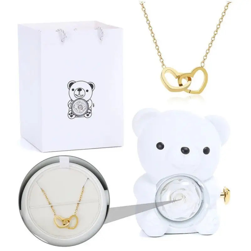 Love Duo Necklace - White Bear Necklace / Copper