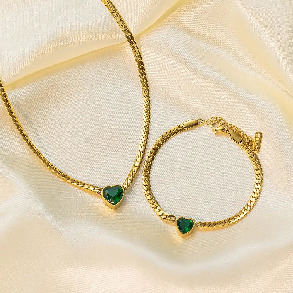 Love Sparkle Necklace - White Diamond Gold