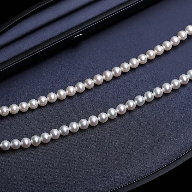 Strands of lustrous white pearls.
