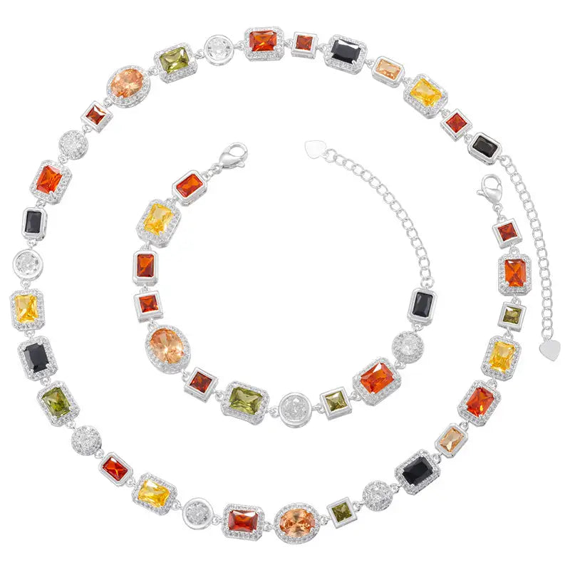 LuxDiamond Square: Bracelet & Necklace Set