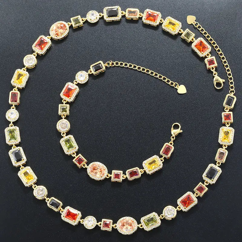 LuxDiamond Square: Bracelet & Necklace Set