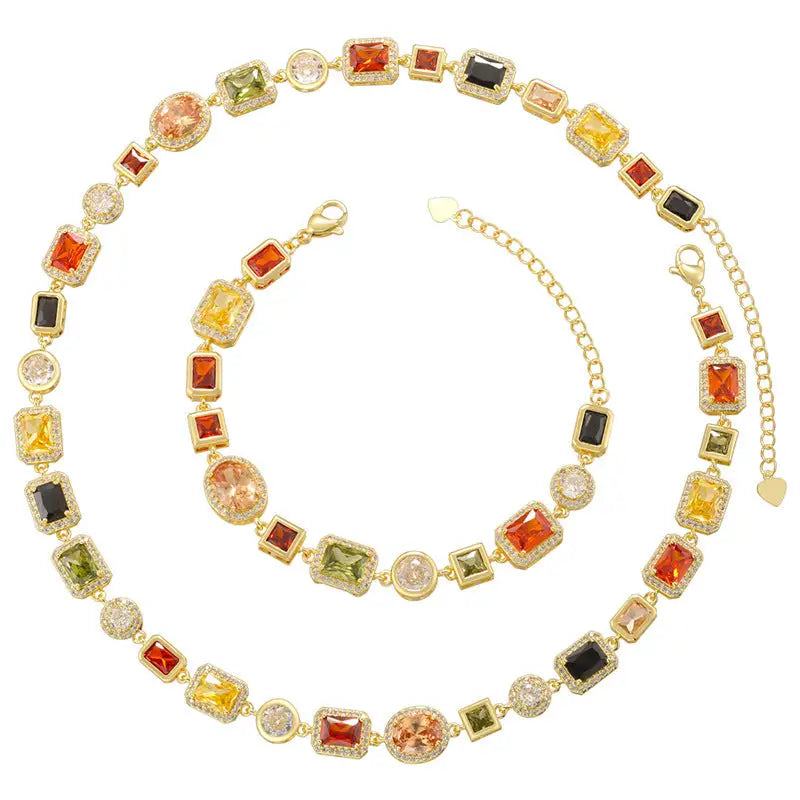 LuxDiamond Square: Bracelet & Necklace Set