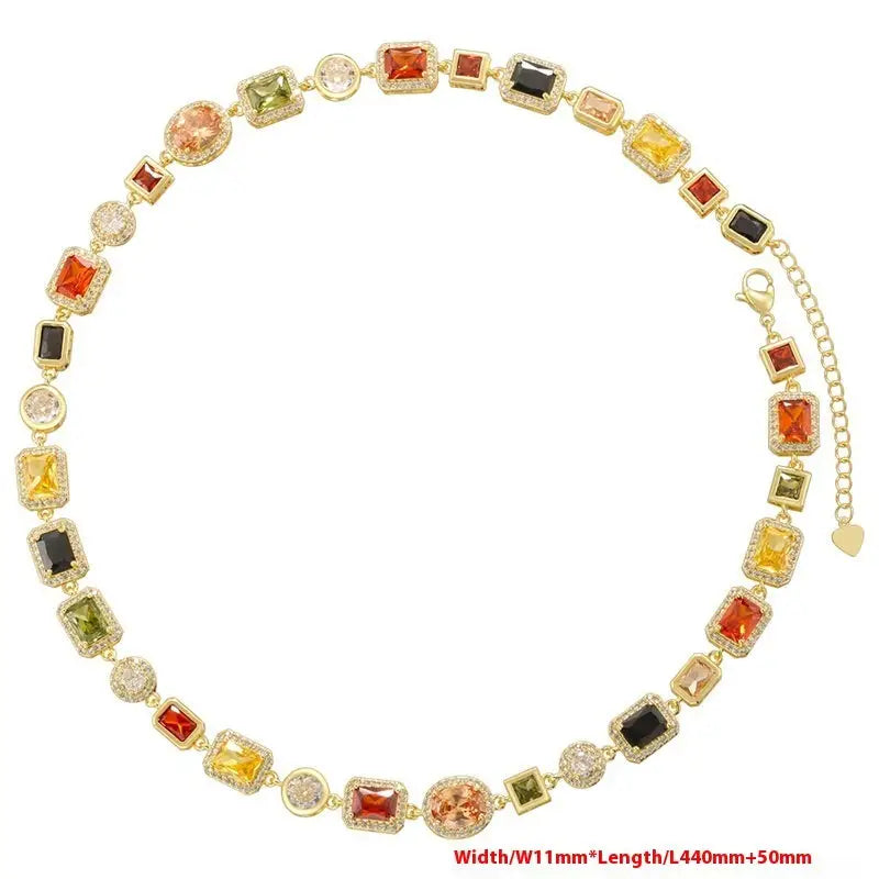 LuxDiamond Square: Bracelet & Necklace Set - Gold Necklace