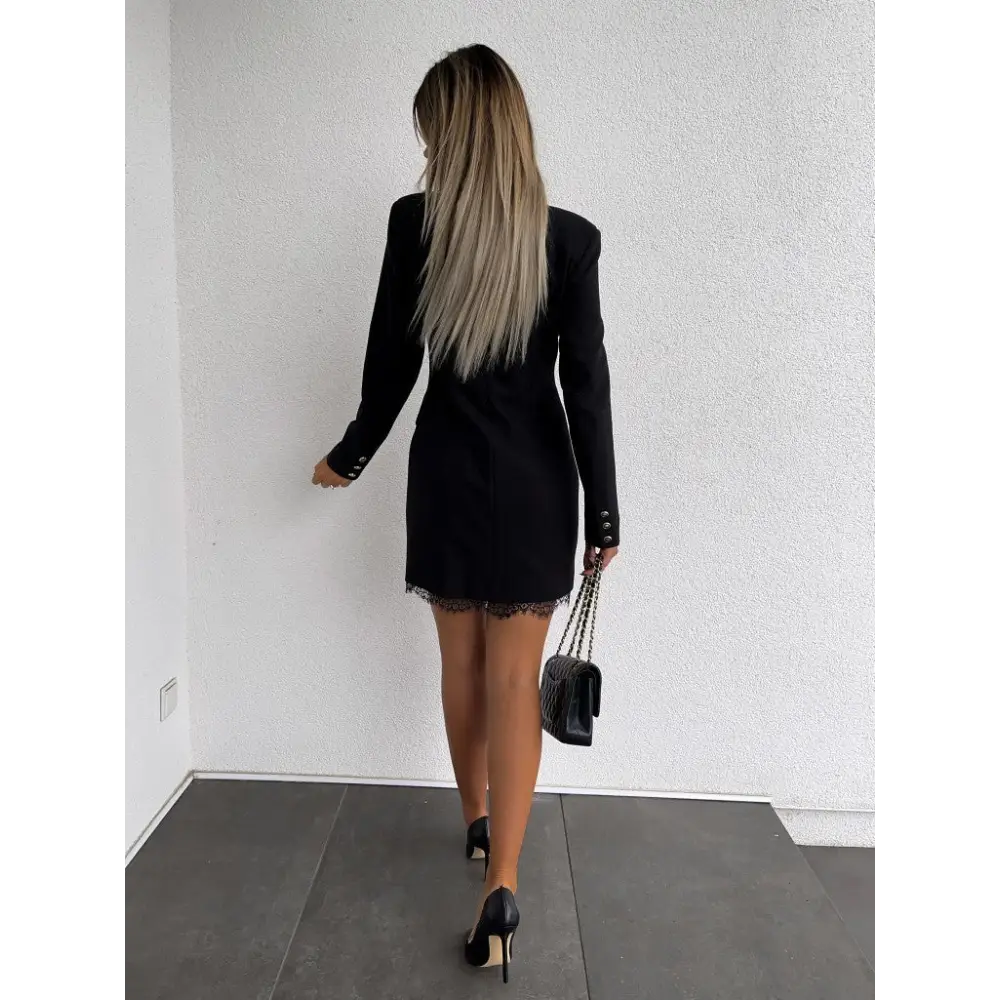 Luxe Lace Double-Breasted Midi Suit Dress - 4