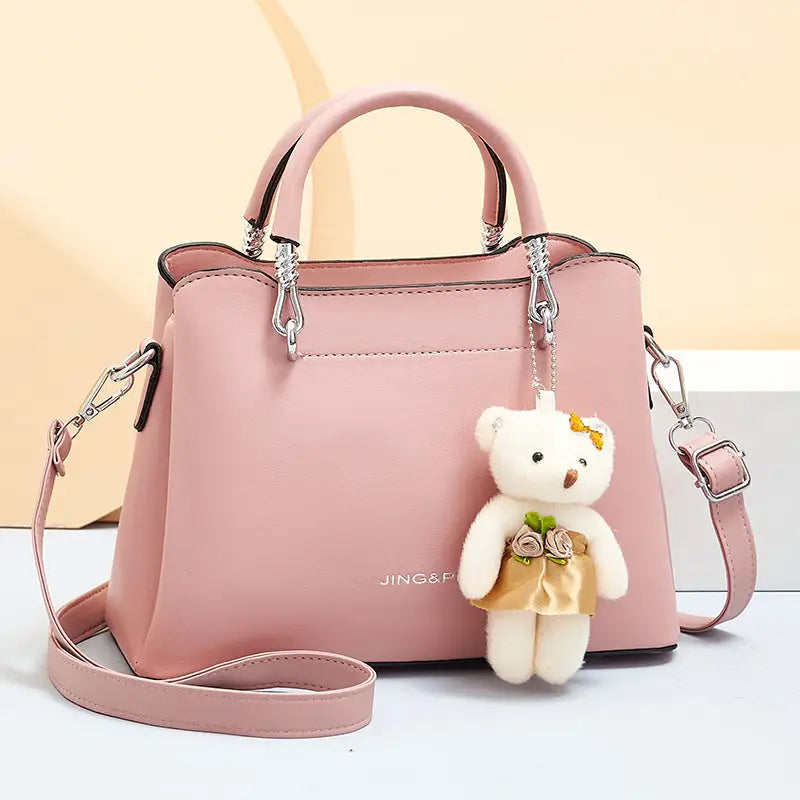 Macaron Color PU Suitcase Square Packing Handbag - Pink