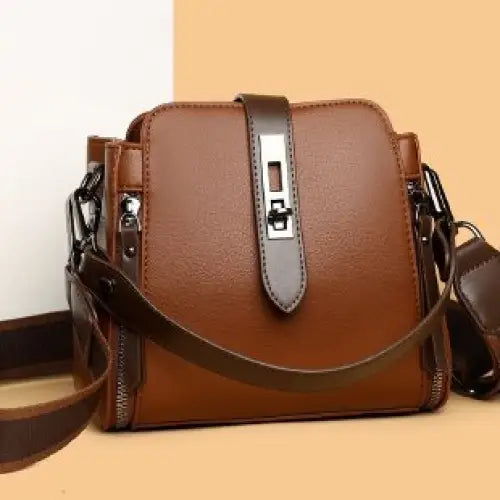 Medium Crossbody PU Bag with Open Pocket and Polyester Lining