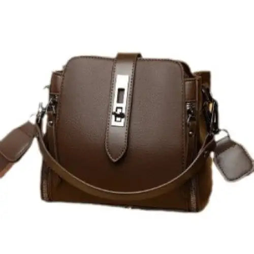 Medium Crossbody PU Bag with Open Pocket and Polyester Lining