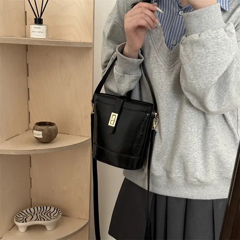 Medium PU Bucket Bag with Single Shoulder Strap in Multiple Colors