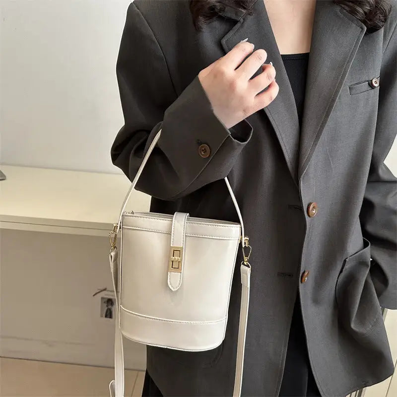 Medium PU Bucket Bag with Single Shoulder Strap in Multiple Colors