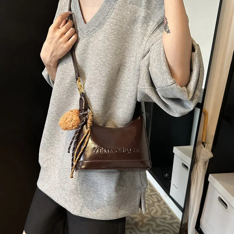 Medium PU Dumpling Shape Handbag with Sandwich Pocket