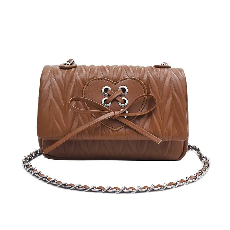 Medium PU Flap Shoulder Bag with Multiple Compartments - Dark Brown