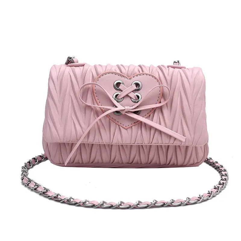 Medium PU Flap Shoulder Bag with Multiple Compartments - Pink