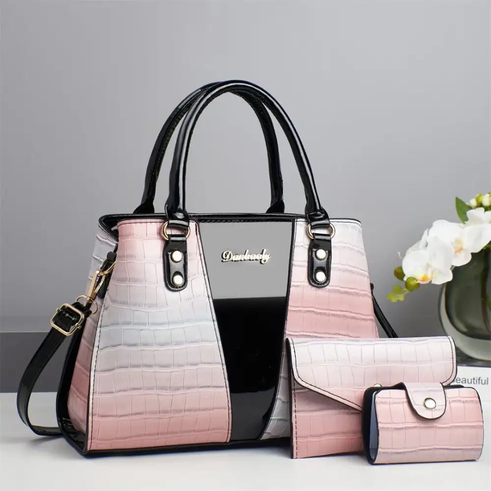 Medium PU Handbag with Sandwich Pocket in Multiple Colors - Beige / 31x13x22cm