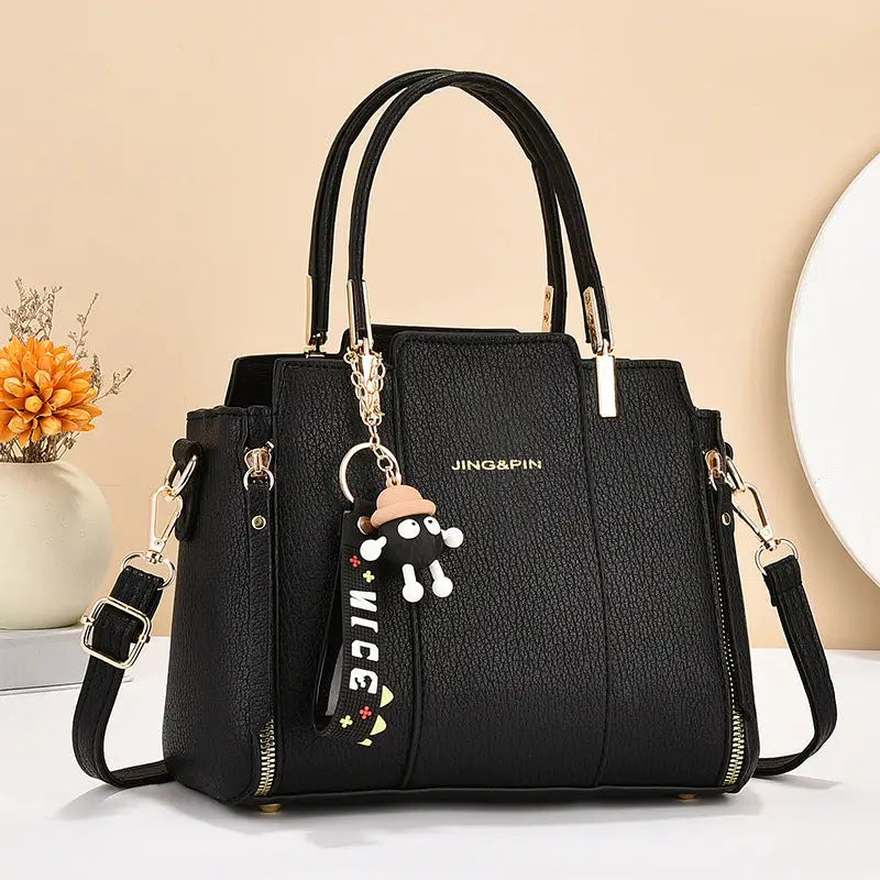 Medium PU Horizontal Square Bag with Sandwich Zipper Pocket